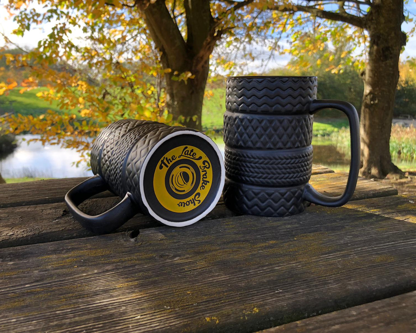 The Late Brake Show Tyre Mug